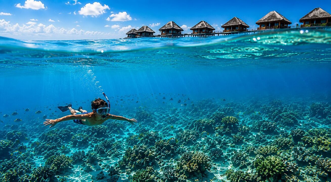 Maldives Winter Language Camp - Snorkeling over the reef