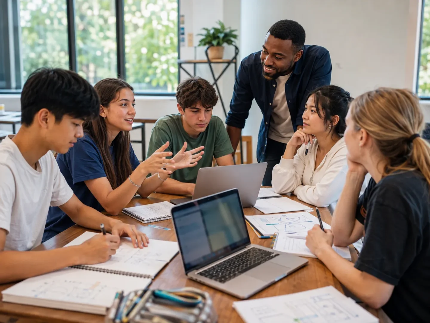 Teen student learning ChatGPT and AI literacy skills in a supervised study setting